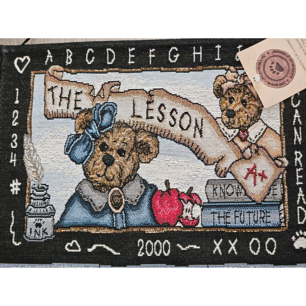 Boyds Bears The Lesson 2000 Calendar Woven Tapestry NWT Hanging 13x30 Vintage - Picture 5 of 7